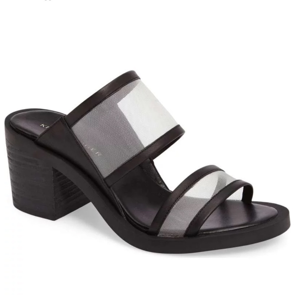 Kelsi Dagger London Lee Block Heel Sheer Mesh Strap Slip-On Sandal